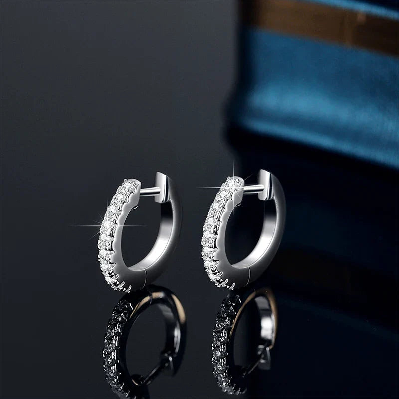 Full Moisanite Earrings D Color Moisanite Lab Diamond 925 Sterling Silver Hoops Earrings Sparking Wedding Fine Jewelry