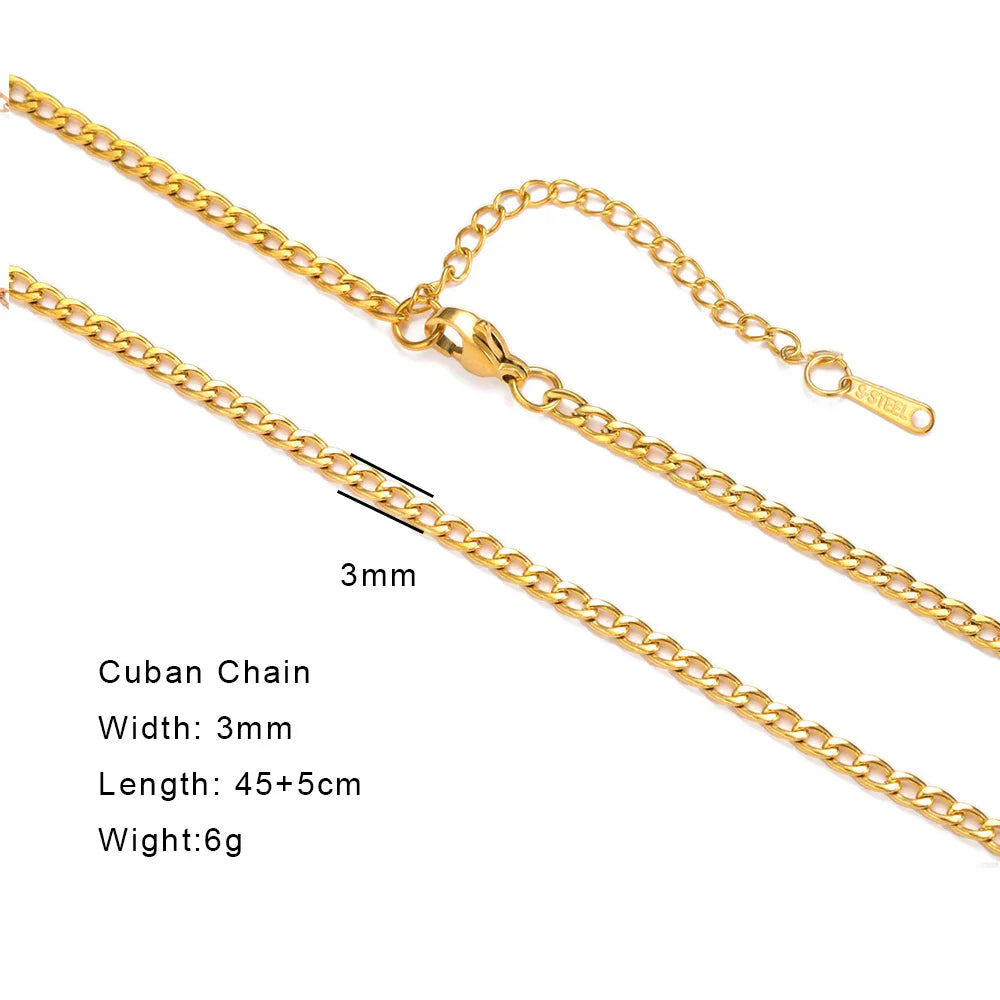Stainless Steel Gold Color Chain Necklace Women Minimalist Cuban Paperclip Twisted Snake Chain Fashion Jewelry Wholesale