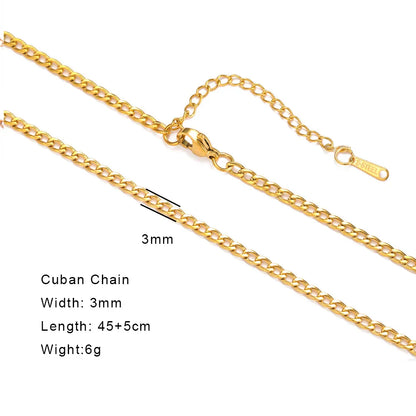 Stainless Steel Gold Color Chain Necklace Women Minimalist Cuban Paperclip Twisted Snake Chain Fashion Jewelry Wholesale