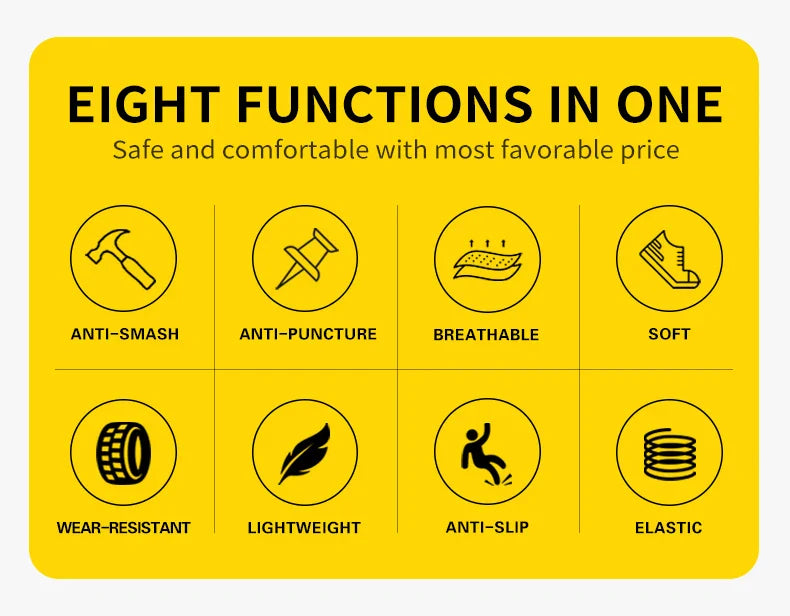 Safety Work Shoes Steel Head Anti-smash Construction Shoes Indestructible Non-slip Sneakers Breathable Footwear