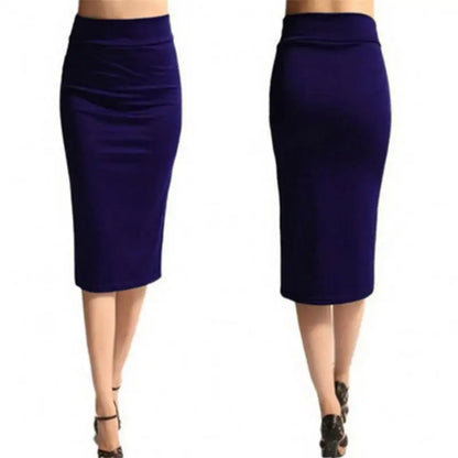 Women Pencil Skirt New Ladies Office Stretch Bodycon Midi Skirt Female High Waist Mid-Calf Jersey Skirts Puls Size XL