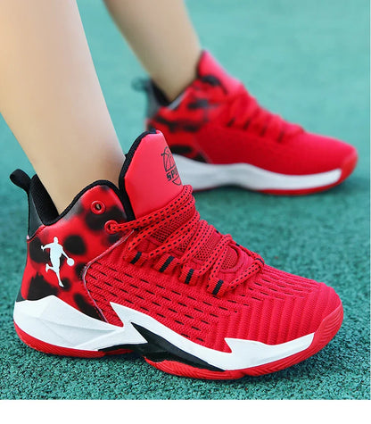 A pair of children's four-season high-top mesh basketball shoes, wear-resistant and comfortable sneakers, size 30-40，CT-685