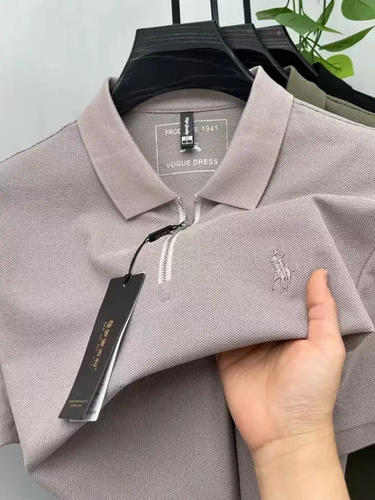 High end brand pony embroidered short sleeve polo shirt unique trend half zipper luxury Paul T-shirt designer's new men's wear