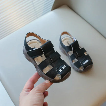 Baby Boys Summer Sandals Kids Beach Shoes Classic Fashion Hollow Toe-capped Anti-kick Toddlers Kindergarten Sandals Breathable