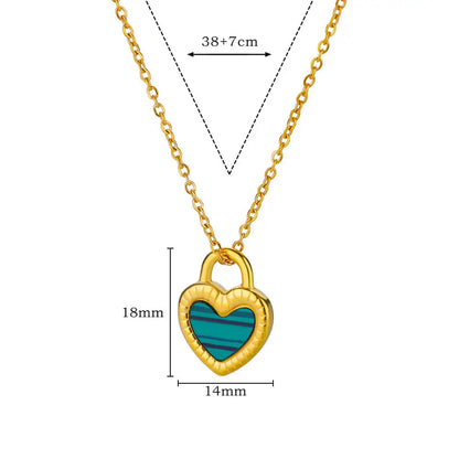 Stainless Steel Love Heart Pendant Necklace For Women Fashion Gold Color Flower Necklace Couple Aesthetic Jewelry Accessories