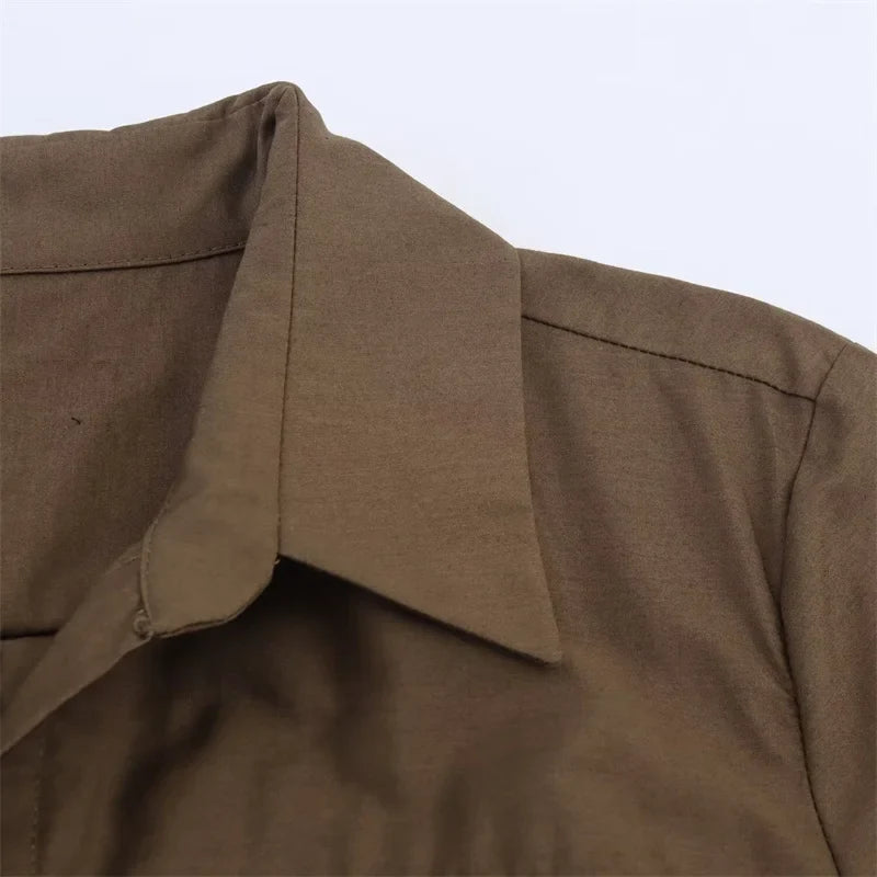 Women's Dress Fall 2025 New Solid Color Long Sleeve Shirt Style A-Pendulum Dress Belt Decoration Casual Fashion Personality