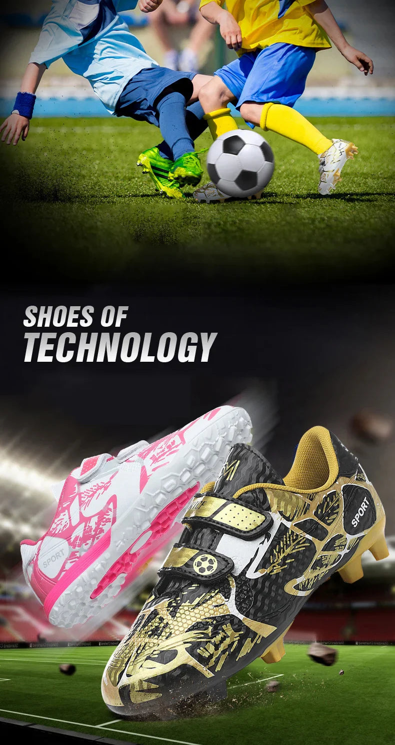 Kids Soccer Shoes Society TF/FG School Football Boots Cleats Grass Sneakers Boy Girl Outdoor Athletic Training Sports Footwear