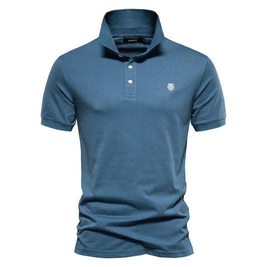 100% Cotton Embroidery Men's Polo Shirts Solid Color Short Sleeve Polo Shirts for Men New Summer Brand Social Polos Men