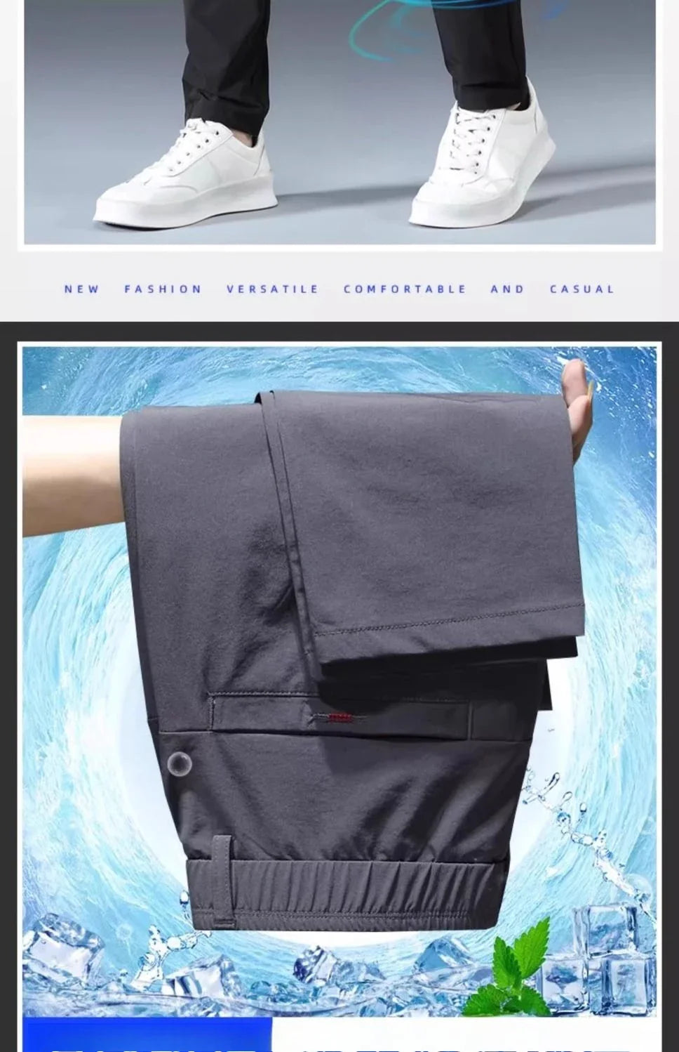Men Summer Thin Casual Pants Trendy Fashion Classic Solid Color Versatile Straight Trousers Breathable Daily Outdoor Streetwear