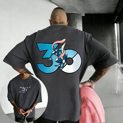 30th Anniversary Greninja Printed T-shirt Summer New Men's and Women's Loose Casual Hip Hop Trendy Short Sleeve Top