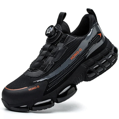 Men Rotating Button Work Sneakers Steel Toe Shoes Safety Boots Puncture-Proof Tactical Boots Indestructible Fashion Protective