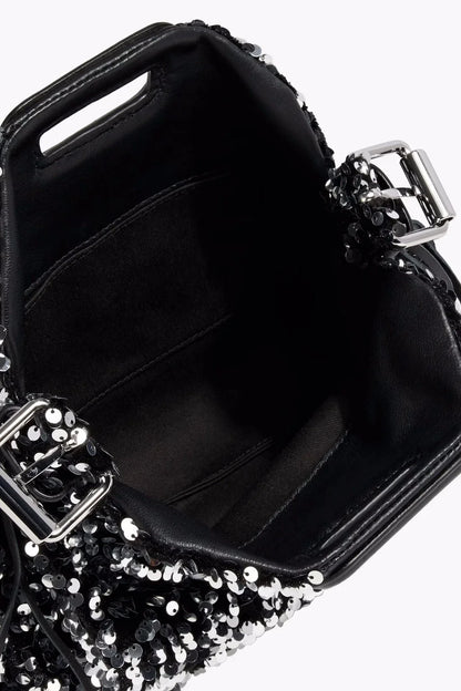 Glitter Sequined Handbag for Women, Luxury Designer Shoulder Bag with Tassel, Fashion Crossbody Bucket Bag for Ladies Elegant