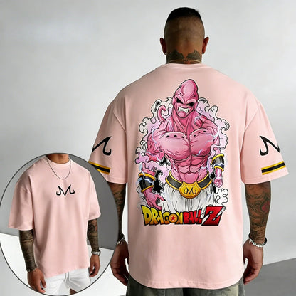 Anime Cotton T-shirt Summer New Majin Buu Printed Men's and Women's Trendy Loose Casual Short Sleeve Top