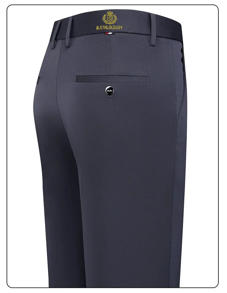 New Men's Stretch Suit Pants Flat Front Business Casual Pants Wrinkle Resistant Work Pants