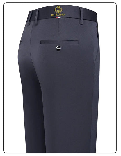 New Men's Stretch Suit Pants Flat Front Business Casual Pants Wrinkle Resistant Work Pants