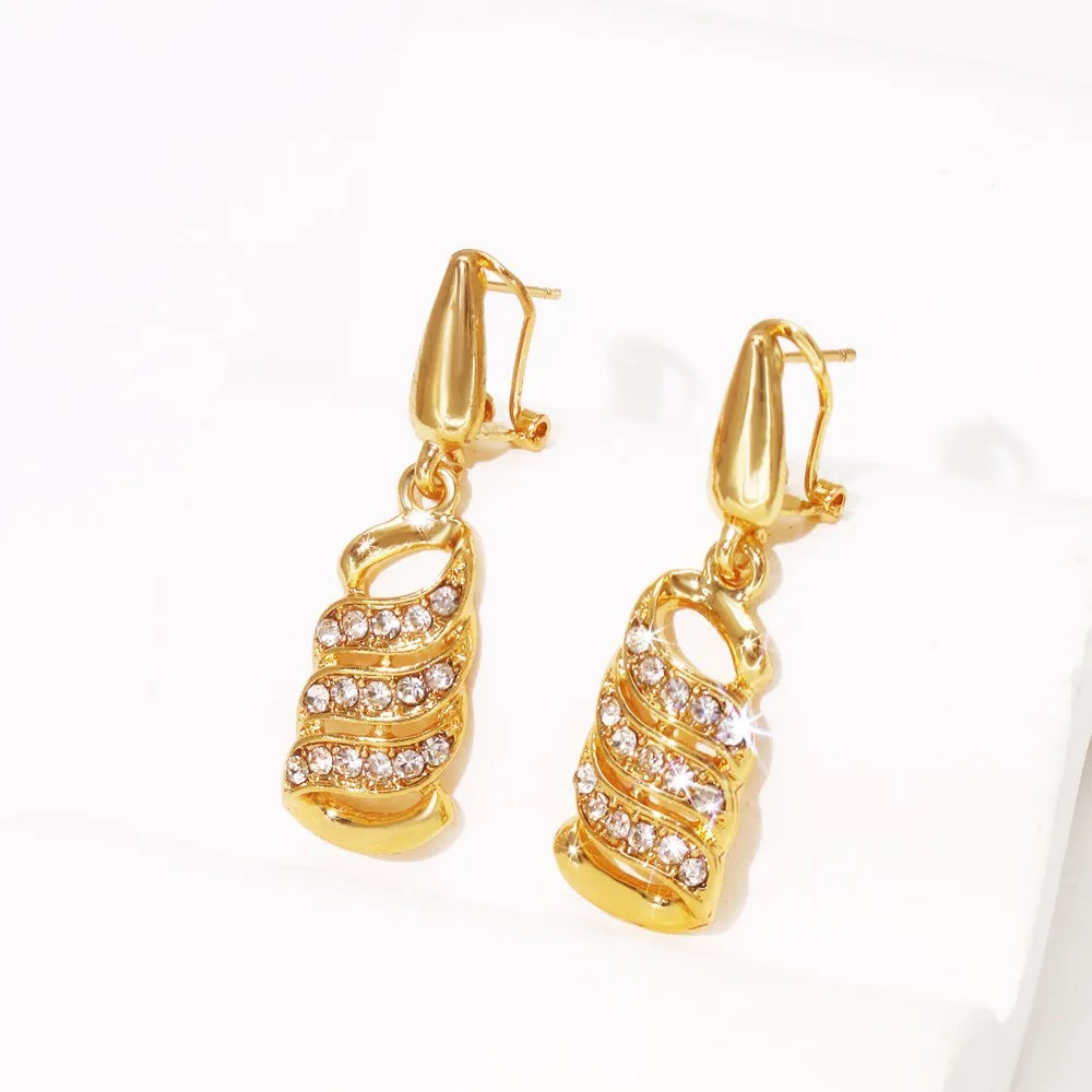 Design Women Jewelry Set 18K Gold Color Charm Necklace Chain Braclete Chic Earring Ring Indian Nigeria Jewellery Gift