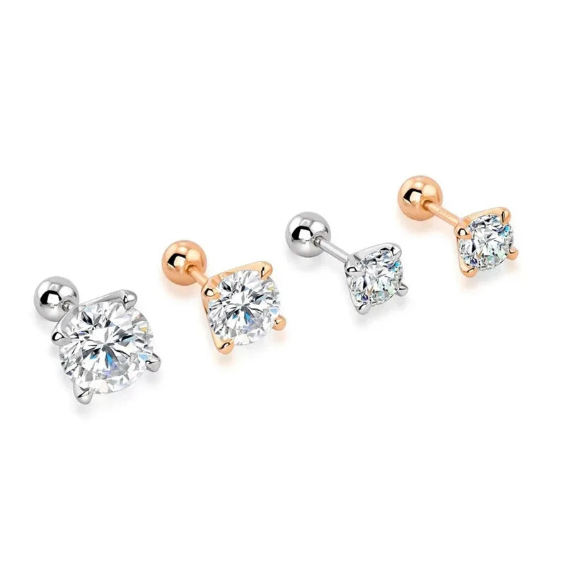 4 Prong GRA Certified 0.3-2CT D Color Moissanite Earrings for Women Men 925 Silver Plated 18K Gold Party Ear Studs Gift