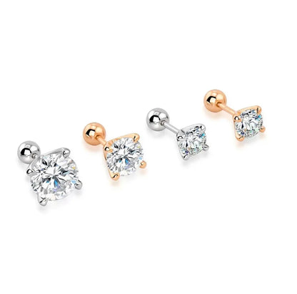 4 Prong GRA Certified 0.3-2CT D Color Moissanite Earrings for Women Men 925 Silver Plated 18K Gold Party Ear Studs Gift