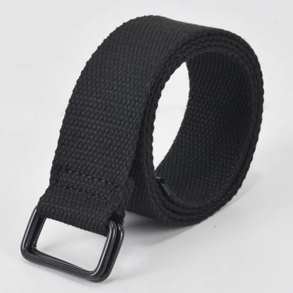 Fashion Free Punch Canvas Belt Cotton Canvas Cloth Fabric Buckle Belt Double Ring Buckle Best Canvas Belts Men's