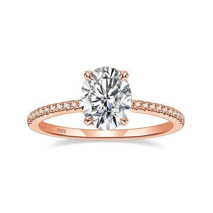 Oval Cut Moissanite Ring S925 Sterling Sliver Plated 18k White Gold Wedding Engagement Rings For Women