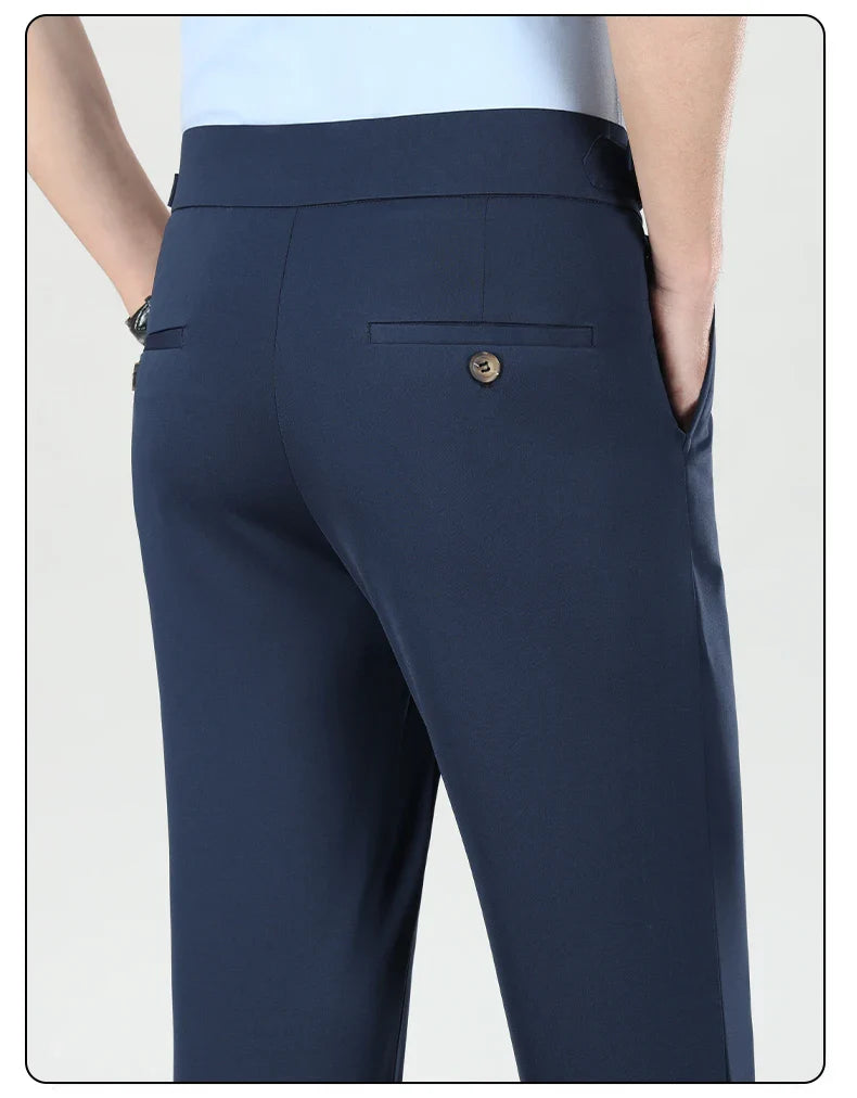 Mens Dress Pants Elastic Business Casual Pants Groom Wedding Party Formal Pants for Men Office Commute Pants