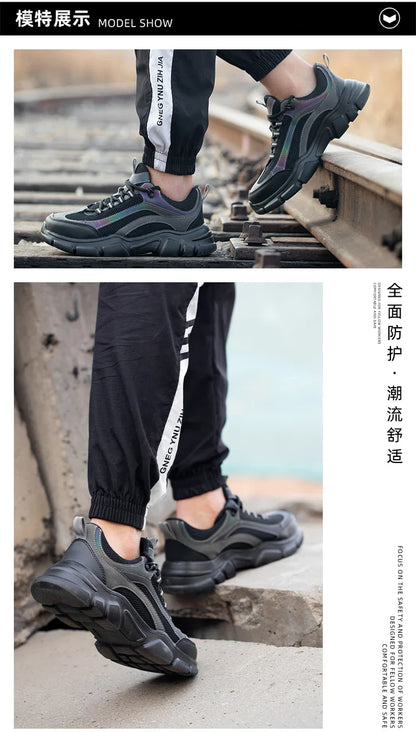 Safety Shoes Lightweight Steel Toe Anti Smashing Piercing Women's Men's Work Sneakers Reflective Indestructible Protective Boots