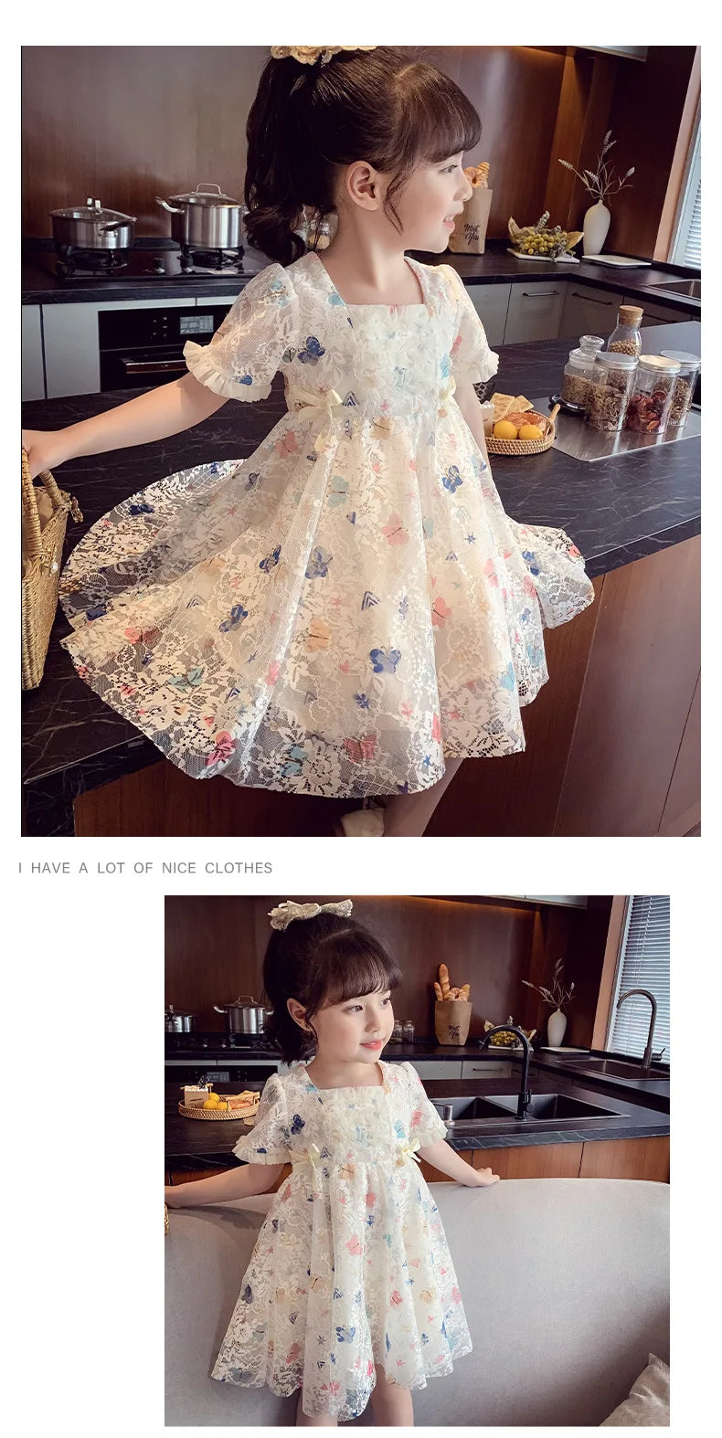 Vintage lace short sleeved dress For 2-9 yrs Baby Girls Loose Dress 6.1 Children's Day Clothing Cute beach Loose Clothes 2026