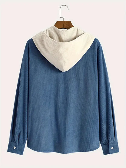 The 2025 new fashion trend spring and autumn corduroy hooded jacket is comfortable and casual for daily commuting for men