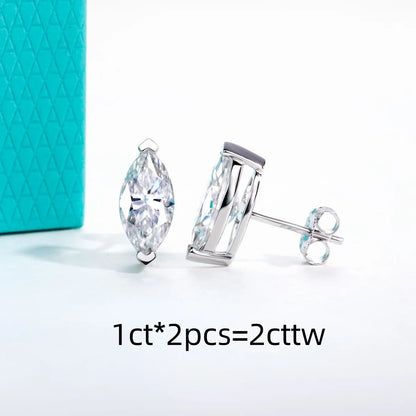 1cttw-6cttw Marquise Moissanite Earrings 925 Sterling Silver D Color VVS1 Moissanite Classic Stud Earring for Woman