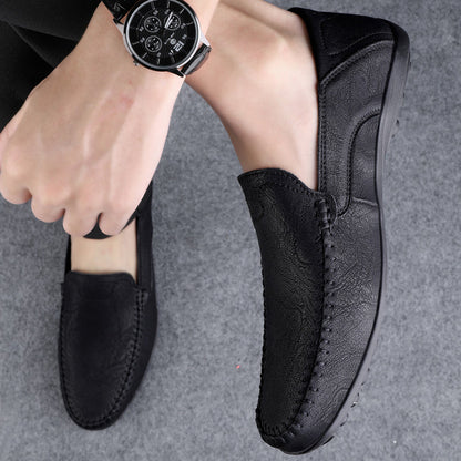 Fashion Men Casual Leather Shoes Luxury Italian Soft Men Loafers Handmade Moccasins Men Breathable Slip on Boat Shoes Plus Size