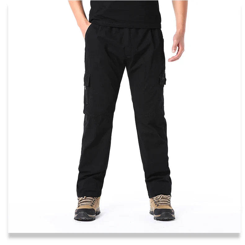 Men's Cotton Cargo Pants Casual Multiple Pocket Tacitcal Pants Spring Autumn Outdoor Camping Hiking Work Pants