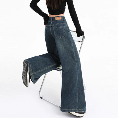 High Waist Wide Leg Jeans for Women Loose Drop Trumpet Straight Leg Floor Pants