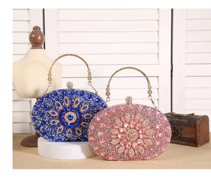 Cross-border explosive sunflower dinner bag Fashion banquet clutch bag Dress evening bag Diamond set bag European and American p