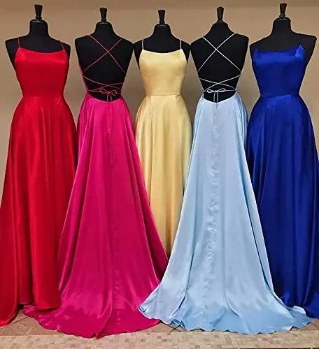 Vestido de Madrinha em Cetim, Estilo Evasê, Fenda, Decote Drapeado, 3 Estilos, com Amarrações, para Eventos Especiais, Vestido de Noite, Vestido de Formatura