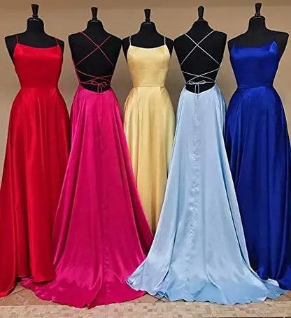 Vestido de Madrinha em Cetim, Estilo Evasê, Fenda, Decote Drapeado, 3 Estilos, com Amarrações, para Eventos Especiais, Vestido de Noite, Vestido de Formatura