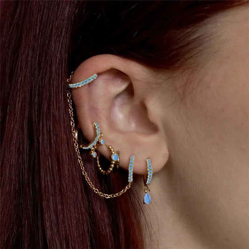 ROXI Ear Jewelry Set Water Drop Suit Earrings For Women Fashion Tassel Hoop Earring Piercing Pendientes Casual Street Jewelry