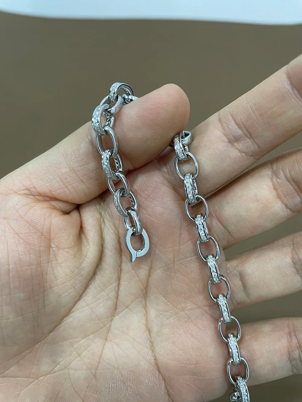 1.2mm Moissanite Tennis Bracelet with  925 Sterling Silver Cuban Link Chain Birthday Party Gifts Jewelry for Women Men