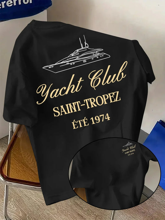 Men's Cotton Graphic T-Shirt Saint-Tropez Yacht Club Print Soft & Comfortable Casual Vacation Streetwear Tee