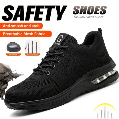 Air Cushion Safety Shoes Men Steel Toe Security Protection Shoes Puncture-Proof Sport Work Shoes Boots Construction Shoes
