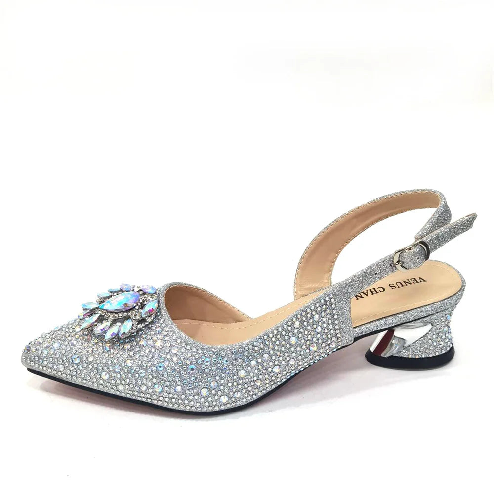 Italian Hollow Design Women Shoes Matching Bag in Champagne Color Mature African Ladies Comfortable Sandals for Party