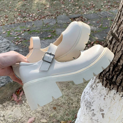 Patent Leather High Heels Mary Jane Shoes Women Japanese Style Ankle Buckle Platform Pumps Woman Punk Jk Uniform Lolita Shoes 43