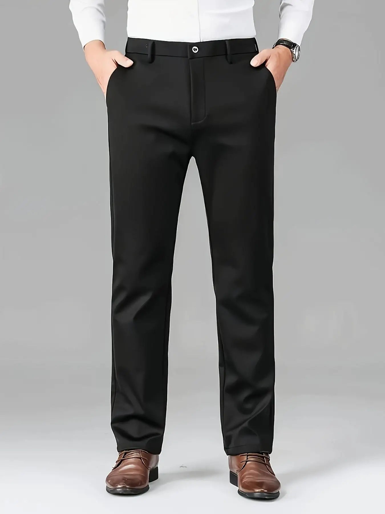 3-Pack Men's High Stretch Anti-Wrinkle Business Pants | Spring Autumn Straight Fit Non-Iron Casual Trousers | Luxury Crown Embro
