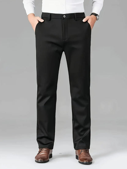 3-Pack Men's High Stretch Anti-Wrinkle Business Pants | Spring Autumn Straight Fit Non-Iron Casual Trousers | Luxury Crown Embro
