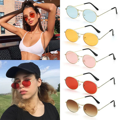 Summer Retro Small Oval Sunglasses Ladies Vintage Shades Cat Eye Sun Glasses Men Women Rectangular Eyeglasses Protection 400UV