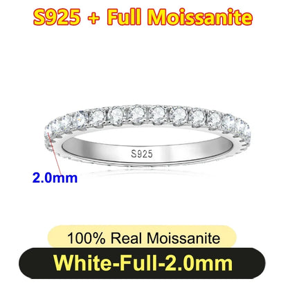 Pretty 1.5mm-5mm Full Moissanite Row Rings for Women S925 Silver Sparkling D color VVS1 Moissanite Diamond Women's Rings Gift