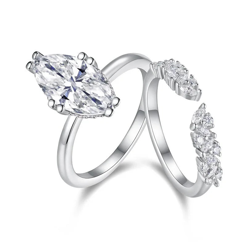 3CT 100% Real Full Moissanite Wedding Rings for Women Marquise Cut S925 Sterling Silver Marriage Band Fine Jewelry GRA