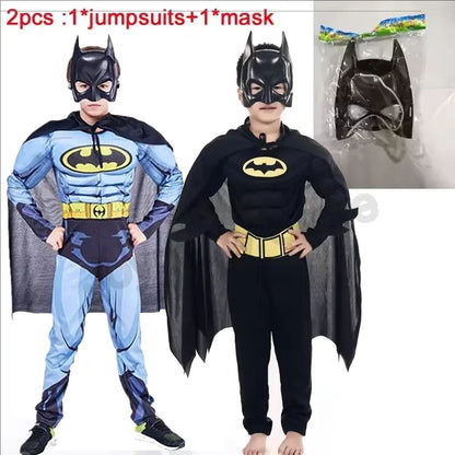 Kids Boy Bat Cosplay Jumpsuit Hero Costume Suit with Cape Mask Men Superhero Wayne Cosplay High Quality Halloween Carnival Party