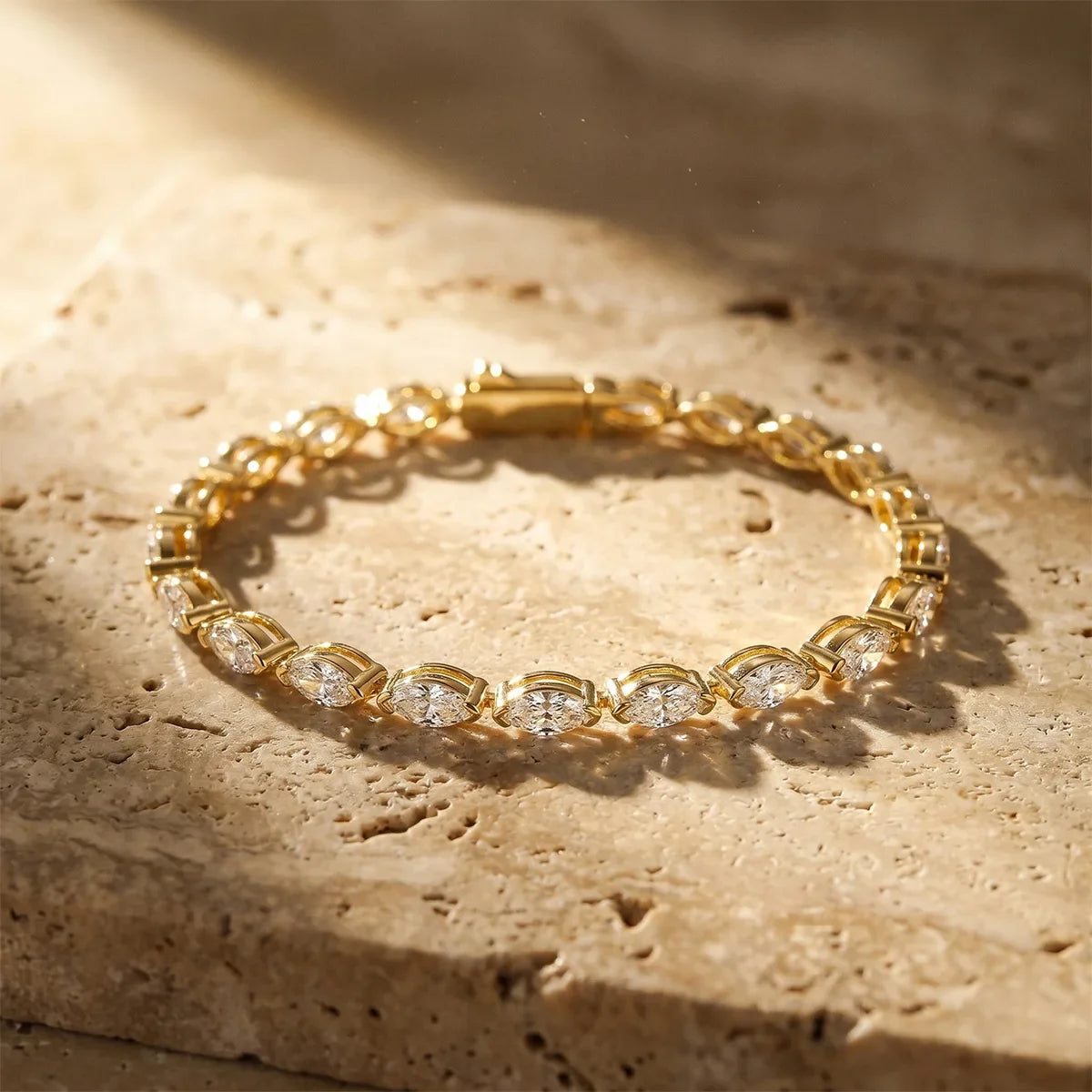 0.3carat Marquise Cut Moissanite Wedding Bracelet for Women 925 Silver East West Half Set Bezel Lab Diamond Tennis Bracelets