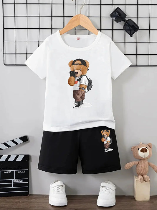 Summer Baby Boy Clothes Set Fashion Children Girls Printed Short Sleeve T-shirts Top and Shorts Bottom Outfits Kid Tracksuits