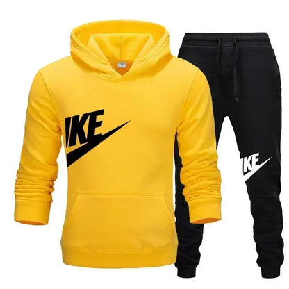 A new autumn and winter men's casual sportswear set of 2-piece hooded sweatshirt and long pants for outdoor fashionable jogging